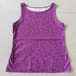 Eddie Bauer L Purple Geometric Print Active Sleeveless Tank Top